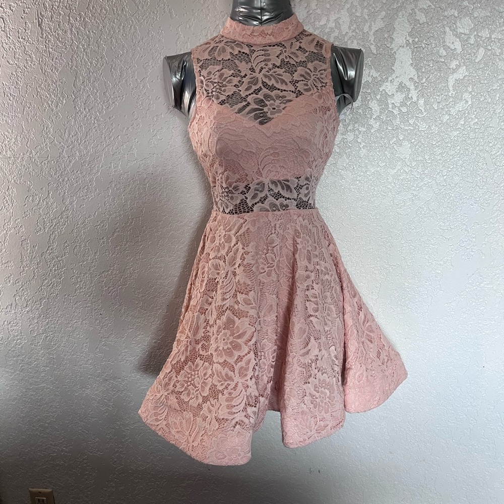 Windsor Pink Halter Fit and Flare Mini Dress